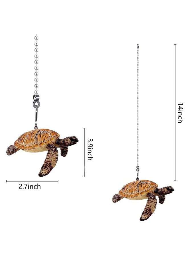 Dotlite Turtle Ceiling Fan Pull Chain,Cute Realistic Sea Turtle Fan String Pulls Charm Extension Decorative,12in 3mm Diameter Beaded Fan Light Pull Chains Extender Ornaments for Kids Room - Image 2