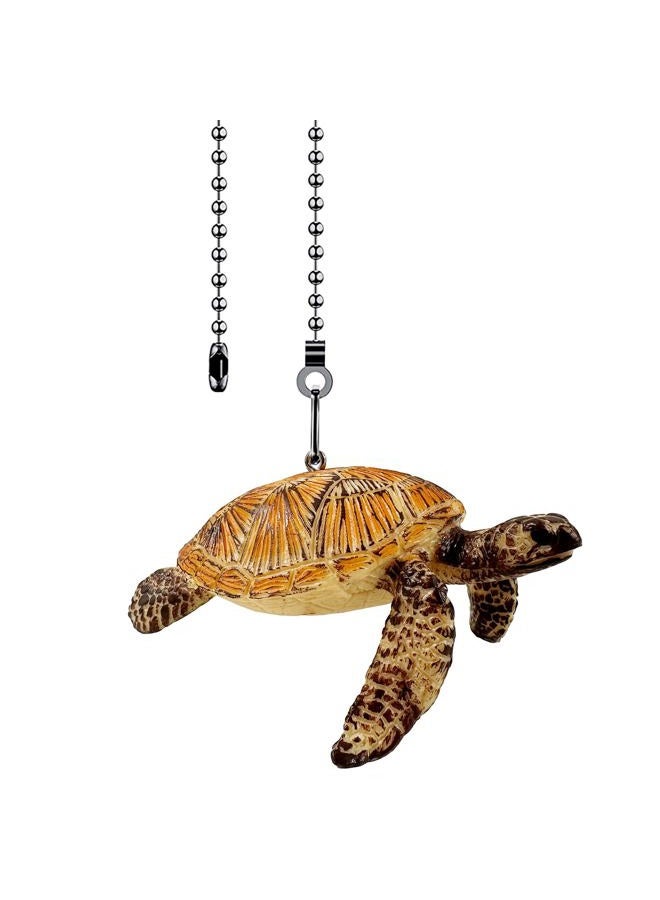 Dotlite Turtle Ceiling Fan Pull Chain,Cute Realistic Sea Turtle Fan String Pulls Charm Extension Decorative,12in 3mm Diameter Beaded Fan Light Pull Chains Extender Ornaments for Kids Room - Image 1