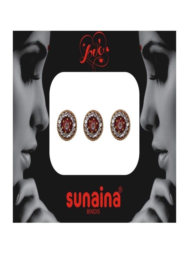 Sunaina مجموعة سونينا للحب ملصقات دائرية كبيرة من القماش باللون الماروني للنساء والفتيات (عبوة من 3) - Image 3