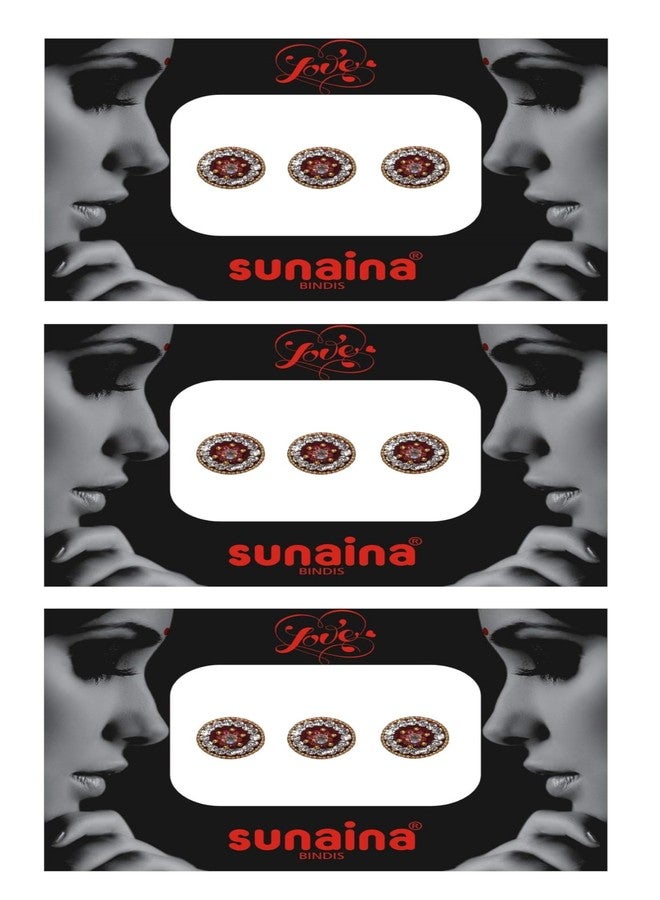 Sunaina مجموعة سونينا للحب ملصقات دائرية كبيرة من القماش باللون الماروني للنساء والفتيات (عبوة من 3) - Image 2