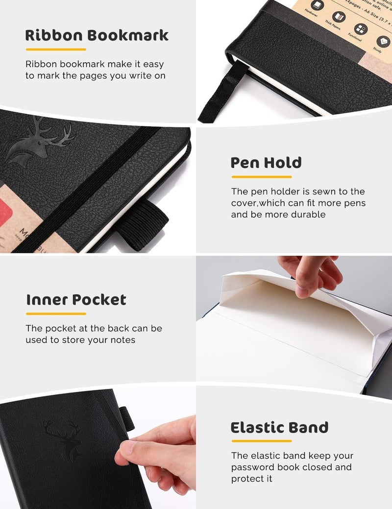 molekaus Password Book with Alphabetical Tabs Small Password Keeper with Extra Password Space to Change Password. Password Notebook for Home or Office for Internet Log In, 6.1 * 3.7in black small - Image 3