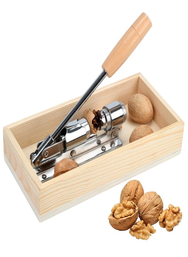 Zalaxt Manual Nut Cracker for Walnuts, Chestnuts, Almonds, Pecans, Hazelnuts with Wooden Storage Base - Image 1