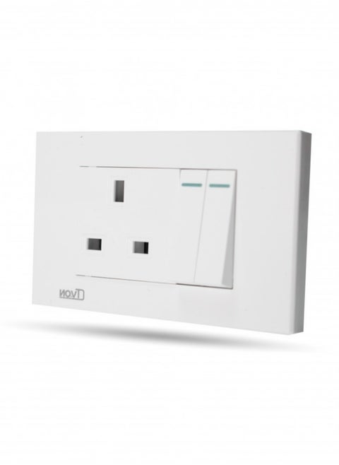 Plug wall socket with white double switch