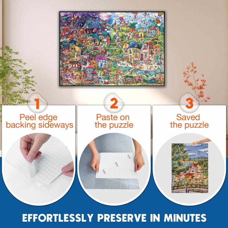Nariolar Ultra-Adhesion Transparent Puzzle Glue Sheets, 32 Puzzle Saver Sheets for Preserving Up to 4x1000-Piece Jigsaws - Image 5