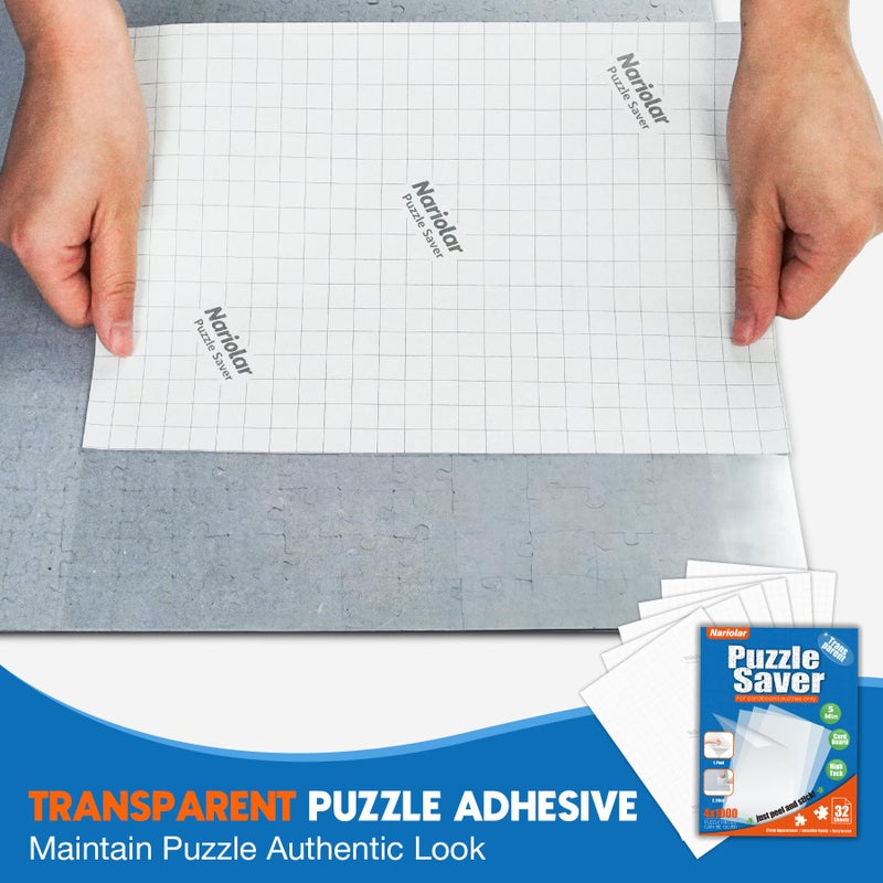 Nariolar Ultra-Adhesion Transparent Puzzle Glue Sheets, 32 Puzzle Saver Sheets for Preserving Up to 4x1000-Piece Jigsaws - Image 2