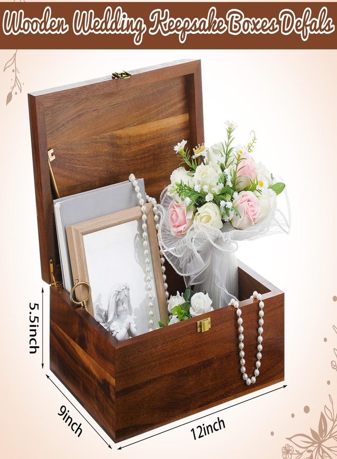 Threehoney Large Wooden Wedding Keepsake Box with Lids 12 x 9 x 5.5 Inch, Wedding Memory Storage Box Engagement Gifts for Couples Newlyweds Bridal Shower Couple Gifts(Mr&mrs) - Image 2