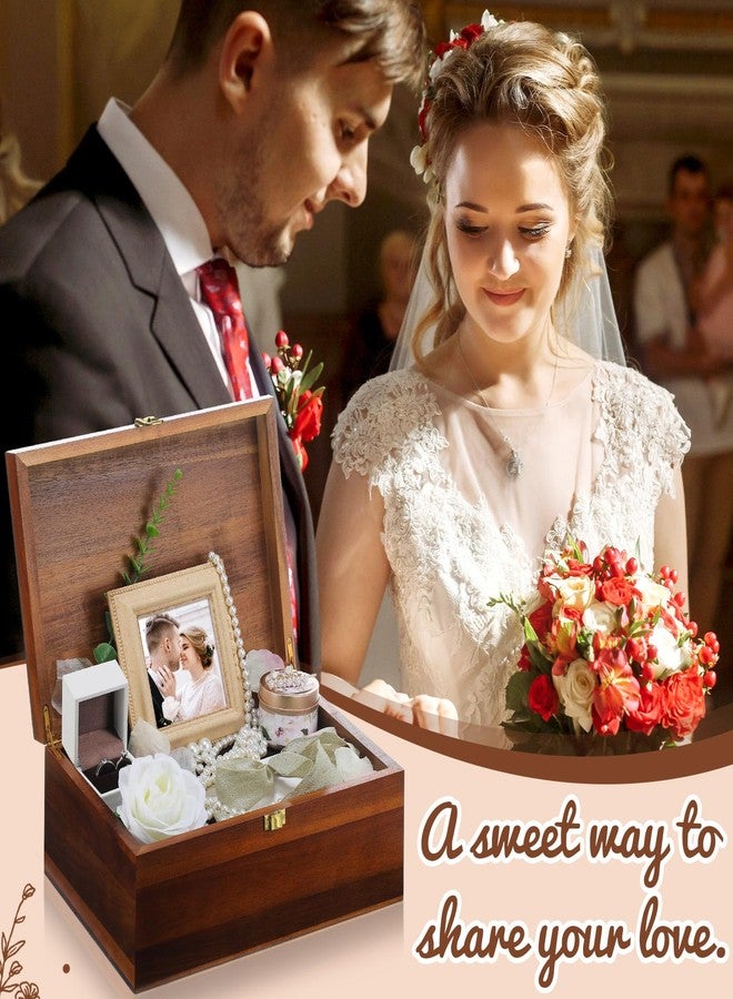 Threehoney Large Wooden Wedding Keepsake Box with Lids 12 x 9 x 5.5 Inch, Wedding Memory Storage Box Engagement Gifts for Couples Newlyweds Bridal Shower Couple Gifts(Mr&mrs) - Image 3