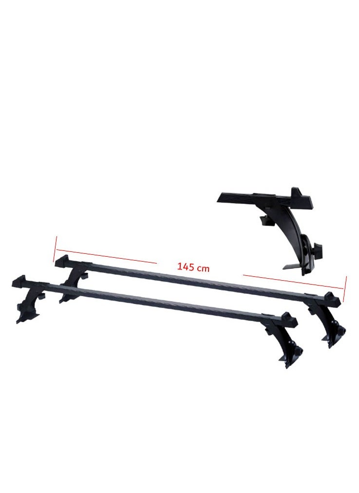 Al Khateeb Universal Car Roof Rack Cross Bar With Bracket Clip, Black 145Cm 