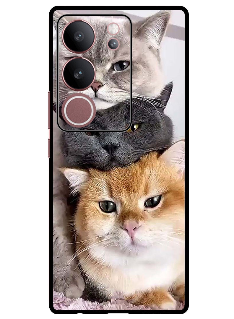 Theodor Protective Case Anti Scratch Shock Proof Bumper Cover For Vivo V29 - V29 Pro Cats - Image 1