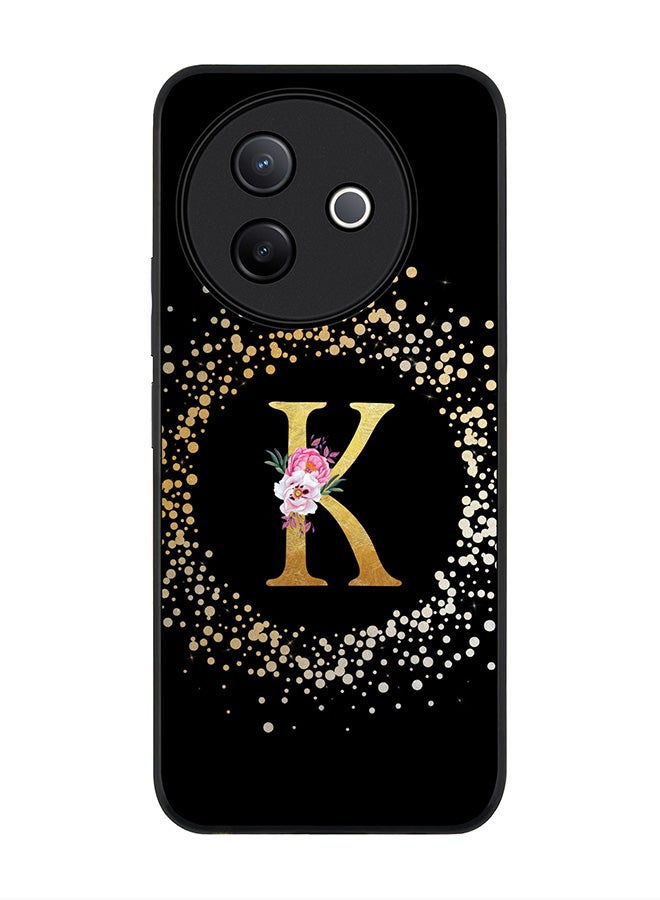 Stylizedd For Vivo Y39 5G / vivo Y300i 5G Case,Slim fit Camera Protection, Shockproof Thin Phone cover  - Custom Monogram Floral - K ( Black ) - Image 1