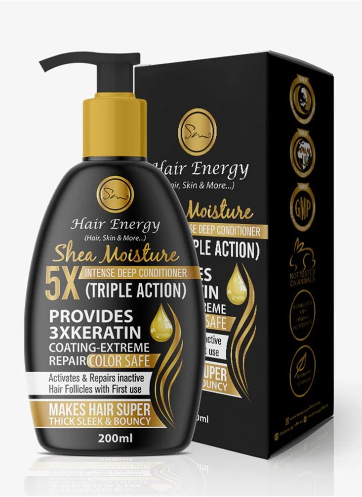 Hair Energy Hair Energy Shea Butter Conditioner | 3X Keratin Coating | Lightweight Moisture | Smoothes & Repairs Hair | Frizz Control & Color Safe | Biotin, Collagen & Keratin | Paraben-Free | 200ml  - Image 1