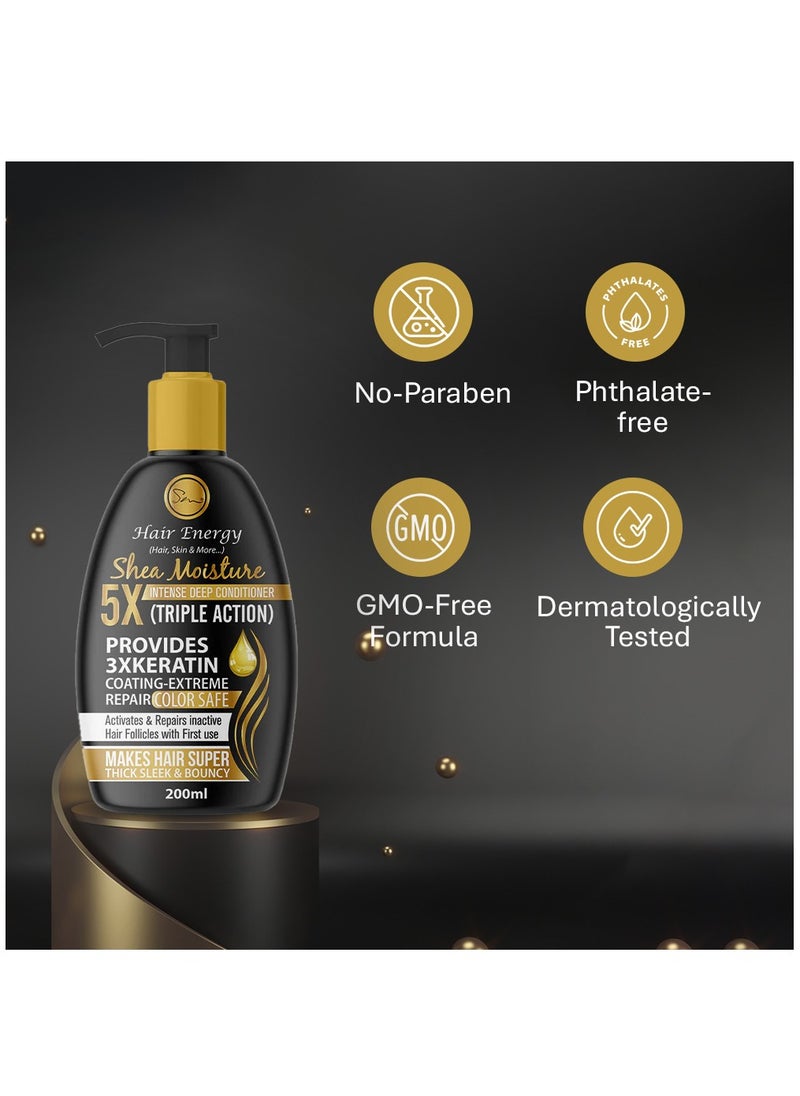 Hair Energy Hair Energy Shea Butter Conditioner | 3X Keratin Coating | Lightweight Moisture | Smoothes & Repairs Hair | Frizz Control & Color Safe | Biotin, Collagen & Keratin | Paraben-Free | 200ml  - Image 5