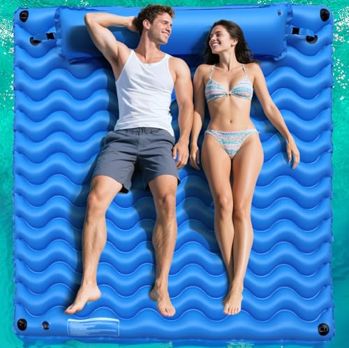 Pafolo 2Person Inflatable Pool Float Adult 71 x 71 Large Pool Lounger Float River Tube with Headrest Adult Heavy Duty Pool Floats Mat for Swimming Pool Raft for Pool Party Lake Beach River - Image 1