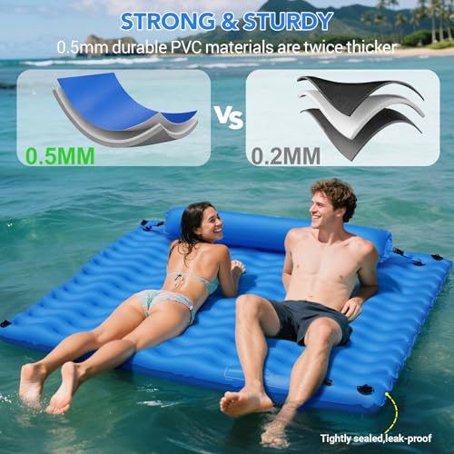 Pafolo 2Person Inflatable Pool Float Adult 71 x 71 Large Pool Lounger Float River Tube with Headrest Adult Heavy Duty Pool Floats Mat for Swimming Pool Raft for Pool Party Lake Beach River - Image 5