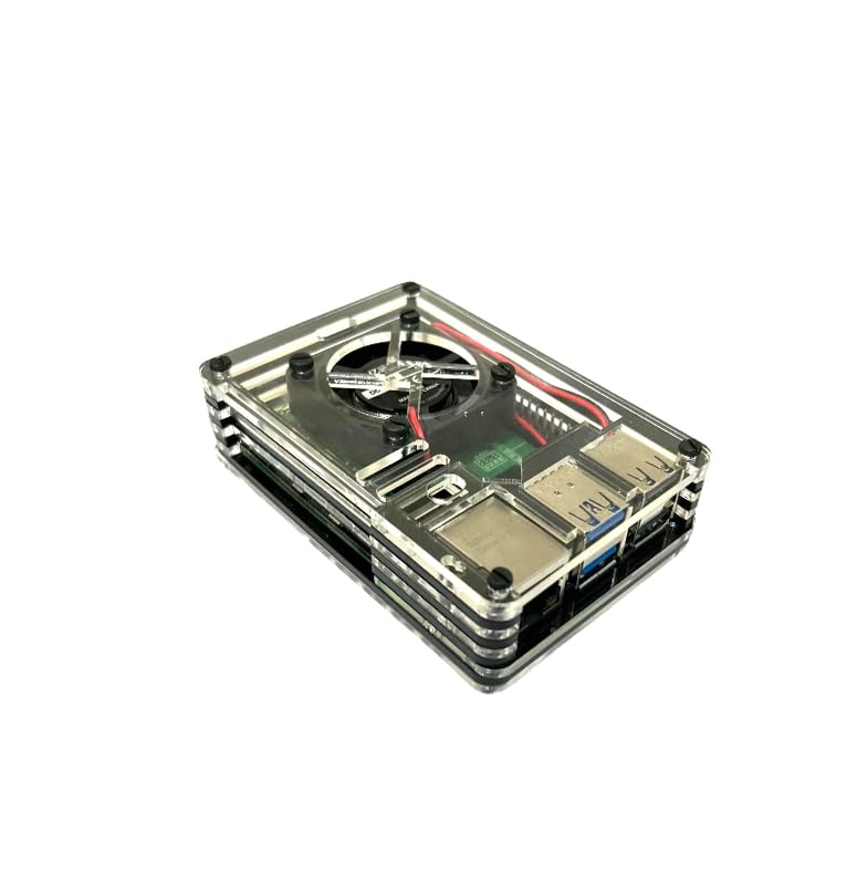 Rpi shop - Black Stripped Layer Acrylic Case for Raspberry Pi 5, with Fan and Heatsinks Compatible with Raspberry Pi 5 4GB/8GB, 9 Layers, Also Compatible with Cooler Module - Image 5