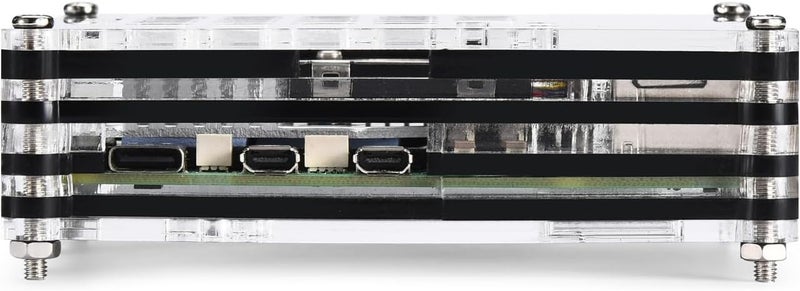 Rpi shop - Black Stripped Layer Acrylic Case for Raspberry Pi 5, with Fan and Heatsinks Compatible with Raspberry Pi 5 4GB/8GB, 9 Layers, Also Compatible with Cooler Module - Image 2