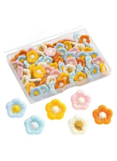 Y&D Embroidery Flower Thumb Tacks Decorative Push Pins Color CorkBoard Thumbtacks for Photo Wall Featue Whiteboard Cork Board Map Bulletin Office 60 Pcs  - Image 1