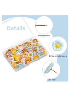 Y&D Embroidery Flower Thumb Tacks Decorative Push Pins Color CorkBoard Thumbtacks for Photo Wall Featue Whiteboard Cork Board Map Bulletin Office 60 Pcs  - Image 5