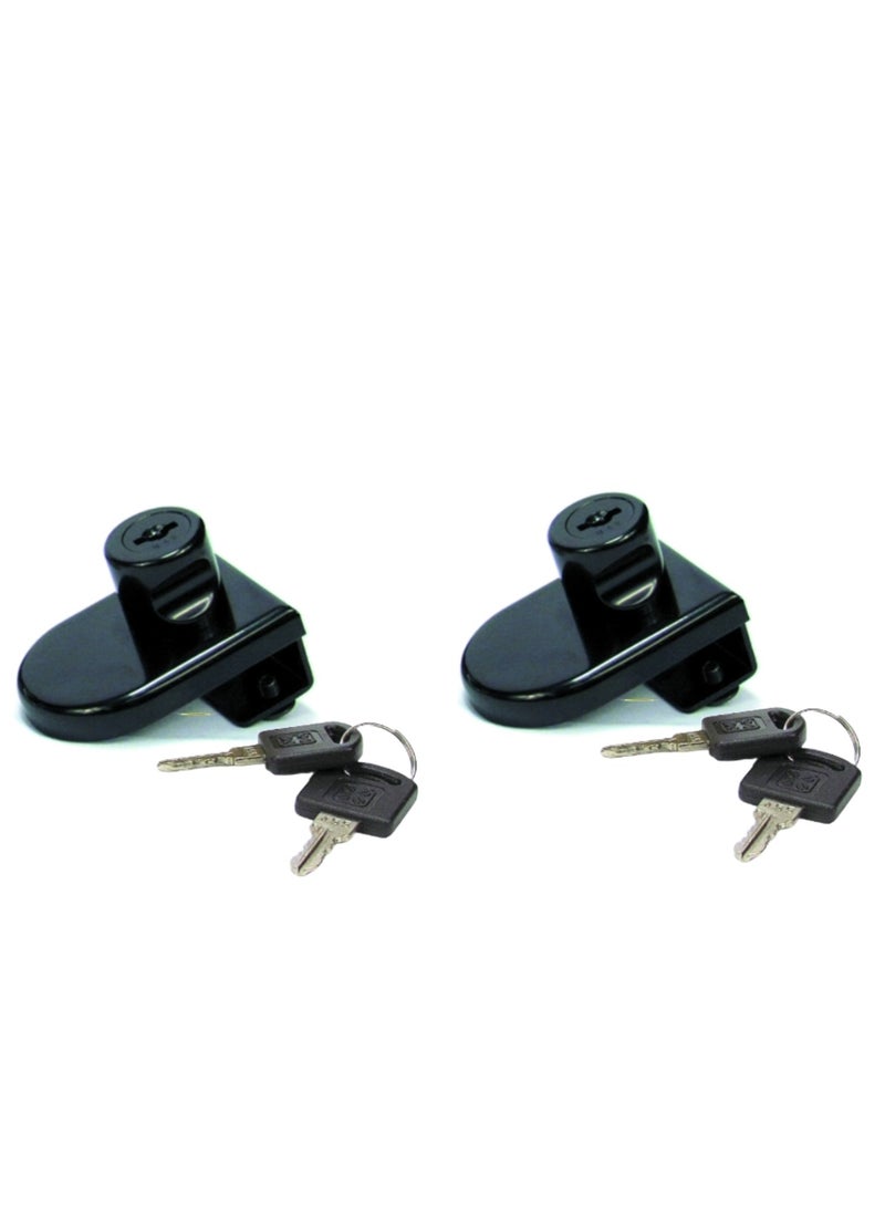 ROBUSTLINE Armstrong Glass Cabinet Door Lock - Pack of 2 (408-8 for glass thickness 8mm., Black) 