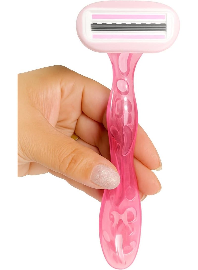 Alice Razor for Women – Set of 2 Body Shavers – Triple Stainless Blades, Flexible Head – Light Pink – For Sensitive Skin - Image 2