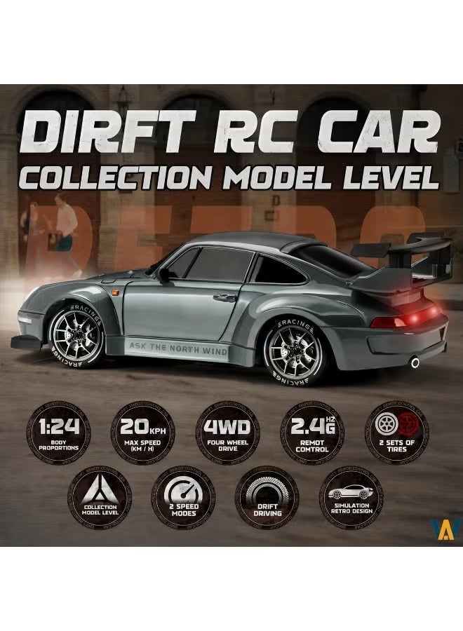 Samira Drift RC Car 1:24 Scale – 4WD High-Speed Remote Control Racing Car with Flashing Lights, Dual Tires, USB Charging,Racing Car Toys for Boys Girls Kids Adults - Image 2