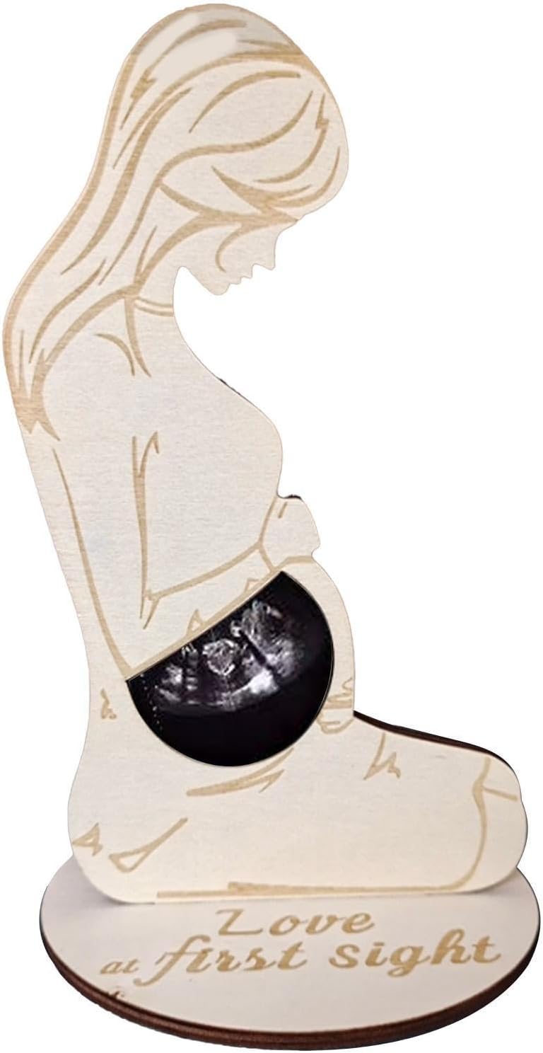 Sonogram Picture Frame, Wooden Pregnant Woman Photo Frame Sign, Pregnancy Announcement, Modern Picture, Keepsake Frames for Decor, Expecting Parent - Image 5