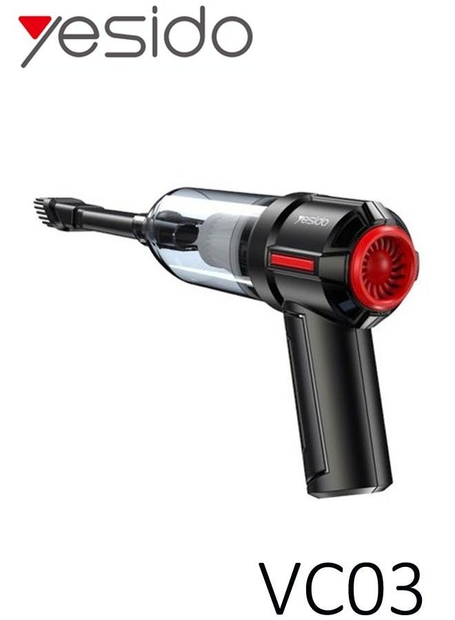 Yesido مكنسة كهربائية محمولة لاسلكية صغيرة قابلة لإعادة الشحن VC03 بقوة شفط 4500Pa مع بطارية 2000mAh – تصميم مدمج وقوي للتنظيف في المنزل والسيارة والمكتب – خالية من الأسلاك وخفيفة الوزن - Image 1