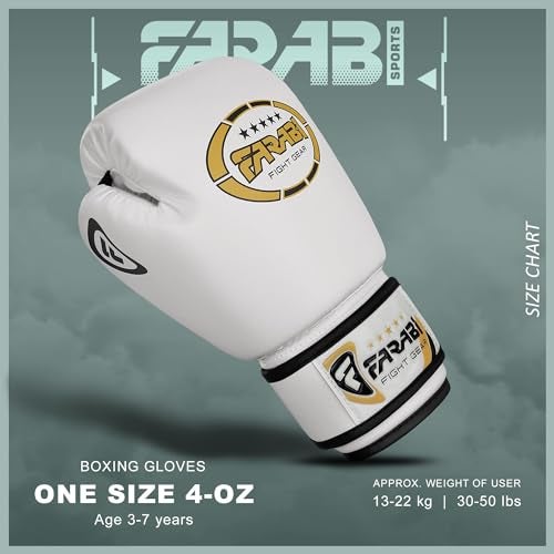 Farabi Sports Kids Boxing Gloves 4, 6, 8-oz Boxing Gloves for Kids Junior Boxing Gloves Youth Boxing Gloves Boys and Girls Boxing Training Gloves for MMA Muay Thai & Punching Bag (White/Black, 4-oz) - Image 5