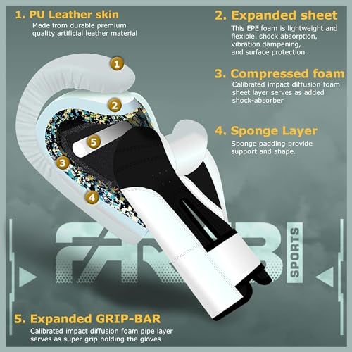 Farabi Sports Kids Boxing Gloves 4, 6, 8-oz Boxing Gloves for Kids Junior Boxing Gloves Youth Boxing Gloves Boys and Girls Boxing Training Gloves for MMA Muay Thai & Punching Bag (White/Black, 4-oz) - Image 2