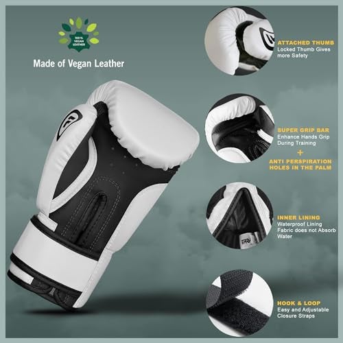 Farabi Sports Kids Boxing Gloves 4, 6, 8-oz Boxing Gloves for Kids Junior Boxing Gloves Youth Boxing Gloves Boys and Girls Boxing Training Gloves for MMA Muay Thai & Punching Bag (White/Black, 4-oz) - Image 4