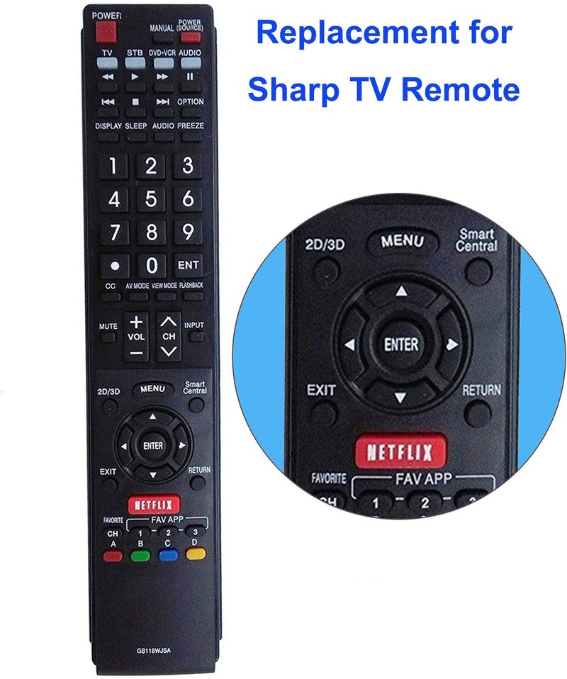 UBay GB118WJSA Remote Control Replacement for Sharp AQUOS TVs GA890WJSA GB105WJSA GA935WJSAE GB004WJSA GB005WJSA GA890WJSA - Image 2