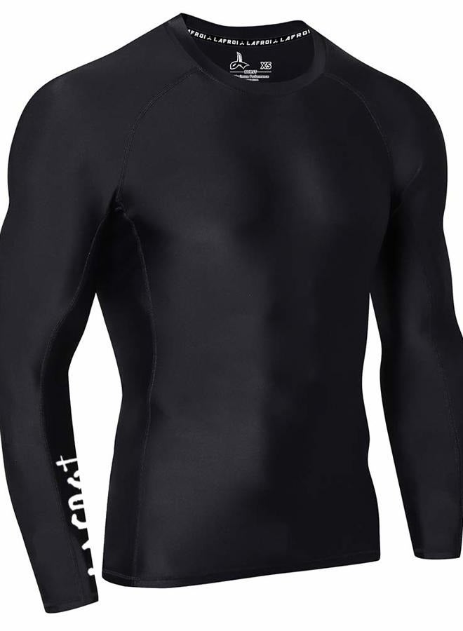 LAFROI Men's Long Sleeve UPF 50+ Baselayer Skins Performance Fit Compression Rash Guard-CLYYB, Asym Black, L - Image 4