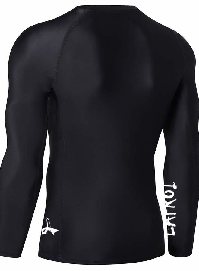 LAFROI Men's Long Sleeve UPF 50+ Baselayer Skins Performance Fit Compression Rash Guard-CLYYB, Asym Black, L - Image 5