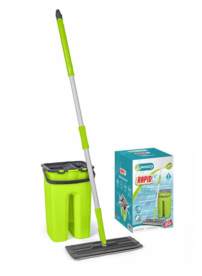 Weazy Rapido Twin Bucket Flat Mop Cleaning Set 8 Liter Yellow/Black 100% Microfiber (Made in Turkey) - Image 1