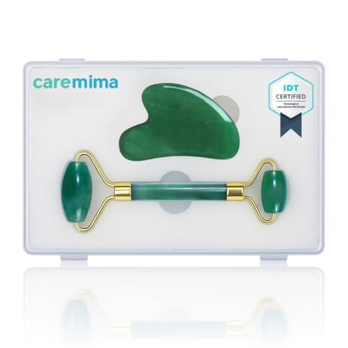 CAREMIMA Korean Jade Roller & Gua Sha Set for Face Massage | Natural Stone Facial Roller for Glowing Skin, Anti-Aging, Lifting & Firming | Face, Neck & Eye Beauty Tool for Women & Men - Image 1