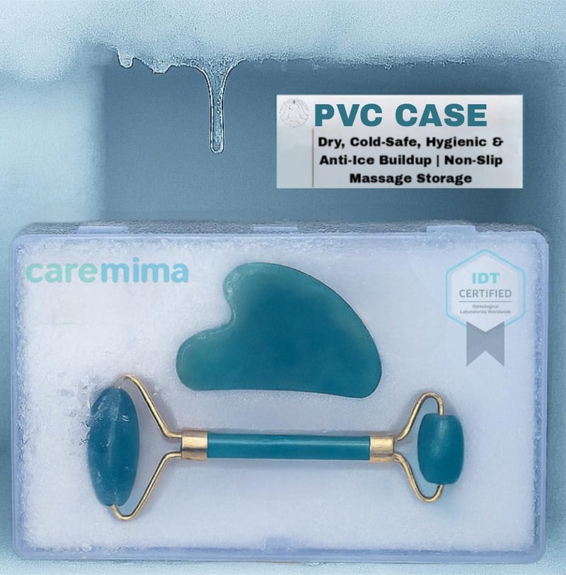 CAREMIMA Korean Jade Roller & Gua Sha Set for Face Massage | Natural Stone Facial Roller for Glowing Skin, Anti-Aging, Lifting & Firming | Face, Neck & Eye Beauty Tool for Women & Men - Image 2