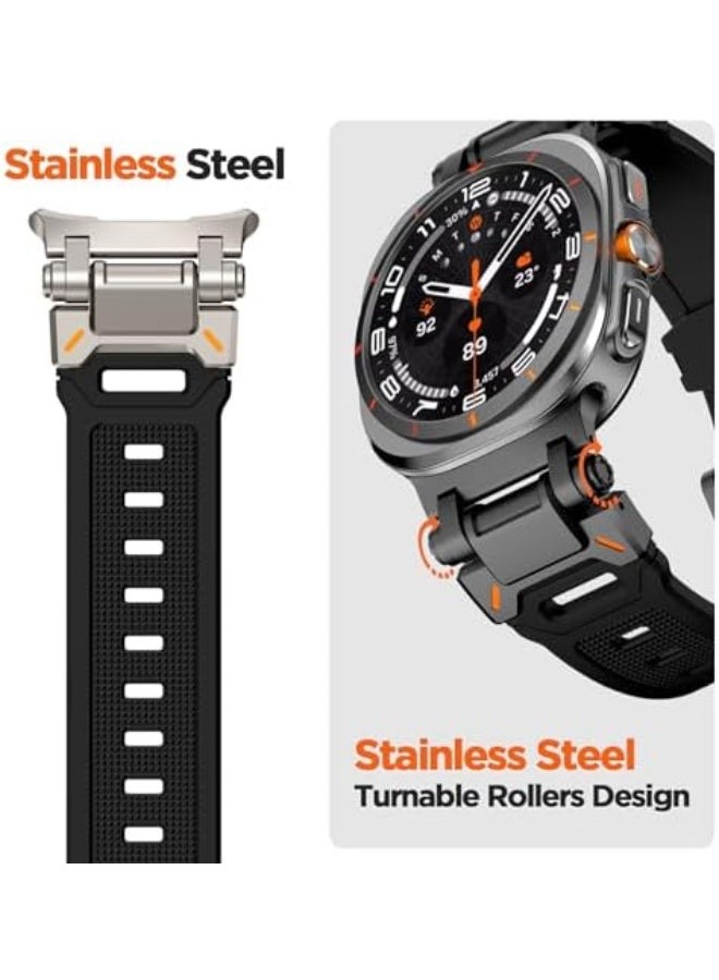 Compatible with samsung galaxy watch ultra 47mm Band for Men,Rugged TPU Silicone Sport Strap with Stainless Steel Connector for galaxy ultra 47mm bands - Image 4