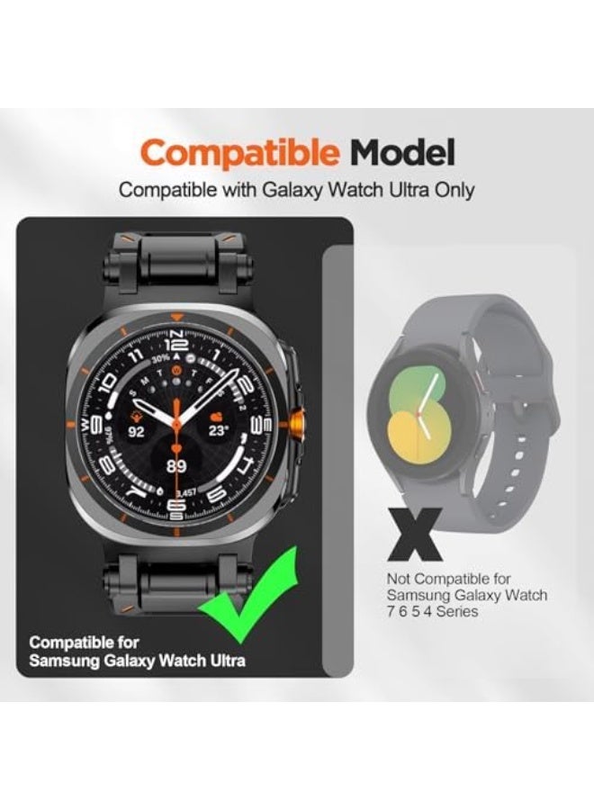 Compatible with samsung galaxy watch ultra 47mm Band for Men,Rugged TPU Silicone Sport Strap with Stainless Steel Connector for galaxy ultra 47mm bands - Image 3