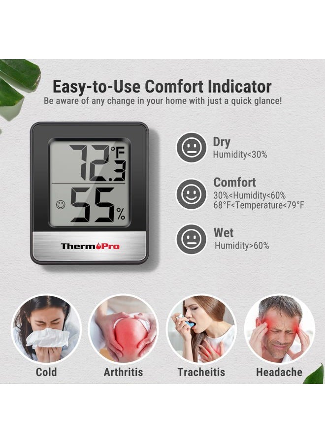 ThermoPro TP49 مقياس رطوبة رقمي مقياس حرارة داخلي مقياس رطوبة مقياس حرارة الغرفة مع مراقب درجة الحرارة والرطوبة مقياس حرارة ميني مقياس رطوبة - Image 3