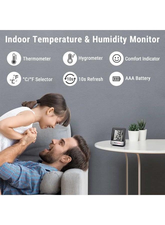 ThermoPro TP49 مقياس رطوبة رقمي مقياس حرارة داخلي مقياس رطوبة مقياس حرارة الغرفة مع مراقب درجة الحرارة والرطوبة مقياس حرارة ميني مقياس رطوبة - Image 2