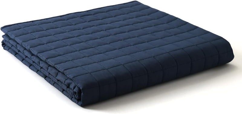 YnM 17lbs Weighted Blanket for Adults Cotton Heavy Bed Throw Blanket with Cooling Glass Beads for All Season Use Ideal for One Person of 160lbs 60x80 Inches Queen Bed Navy