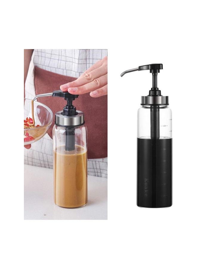 silvercnc - silvercnc 500ml Sauce Pump Bottle Leakproof Kitchen Condiment Dispenser Olive Oil Dispenser Empty Glass Sauce Bottles for Ketchup Mustard Oil Sauces - Image 1