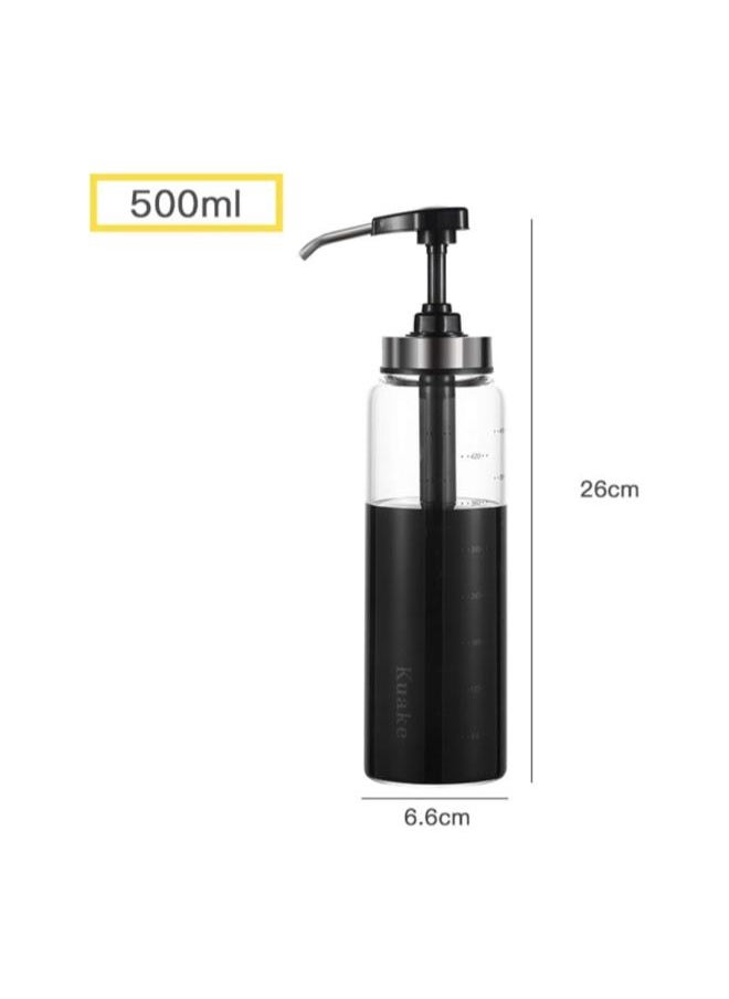 silvercnc - silvercnc 500ml Sauce Pump Bottle Leakproof Kitchen Condiment Dispenser Olive Oil Dispenser Empty Glass Sauce Bottles for Ketchup Mustard Oil Sauces - Image 1