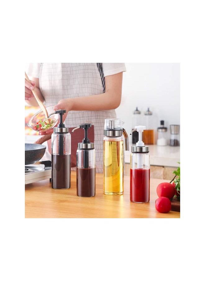 silvercnc - silvercnc 500ml Sauce Pump Bottle Leakproof Kitchen Condiment Dispenser Olive Oil Dispenser Empty Glass Sauce Bottles for Ketchup Mustard Oil Sauces - Image 1