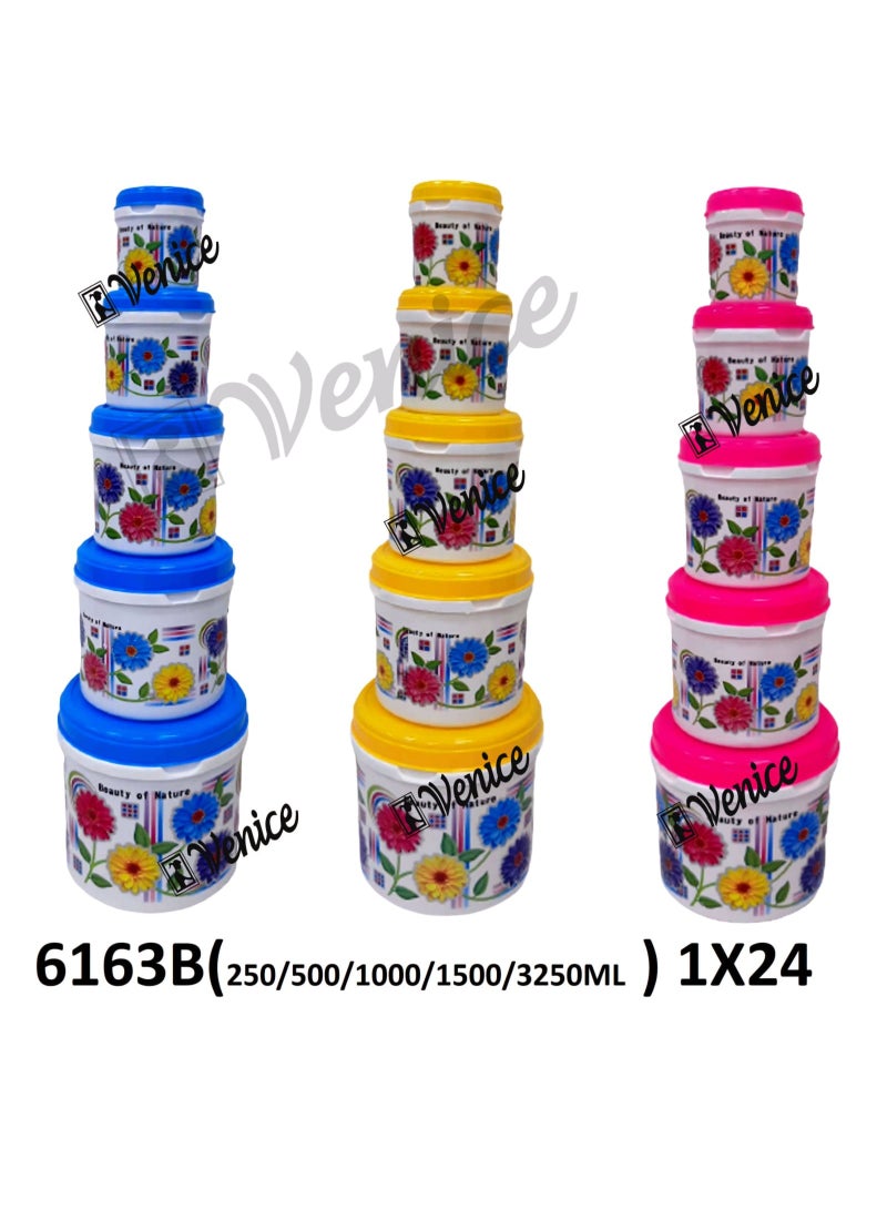 venice Hard Plastic White Containers – 5-Piece Set (250ml, 500ml, 1000ml, 1500ml, 3250ml) | Eco-Friendly, Durable & Non-Breakable Food Storage