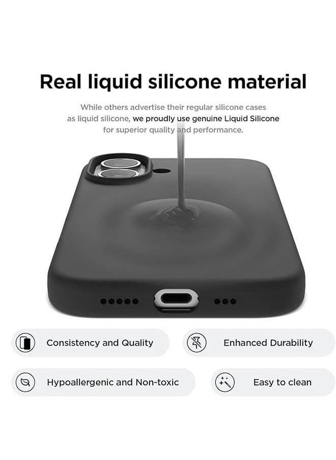 Generic Silicone Case for iPhone 16 6.1 Inch, Liquid Gel Silky Soft Touch, Shock Absorbing Phone Cover with Camera Lens Full Protection, Black  - Image 4