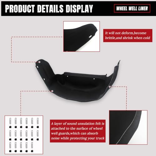 Liouedf Rear Wheel Well Guards Compatible with F150 2021-2024 (Excludes Raptor), Rear Inner Wheel Well Guards Mud Guard Flaps - Image 4