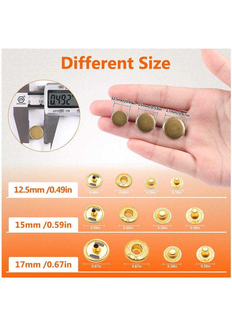 Altheqa 120 Sets Snap Fasteners Kit, Metal Snap Buttons Press Studs with 4 Pieces Fixing Tools, 6 Color Clothing Snaps Kit for Leather, Coat, Down Jacket, Jeans Wear and Bags - Image 5