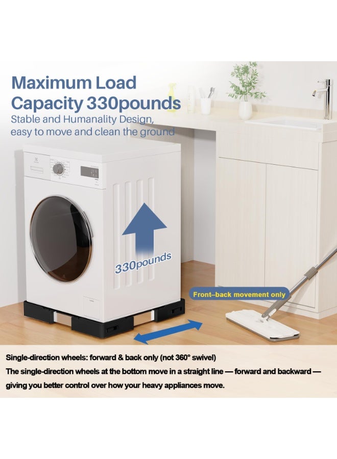 تقنية الربط الصاعد قاعدة قابلة للتعديل للأجهزة المنزلية الثقيلة مع 4 زوايا مانعة للانزلاق وأنابيب من الفولاذ المقاوم للصدأ – منصة متحركة عالمية للغسالات والثلاجات والأثاث - Image 4