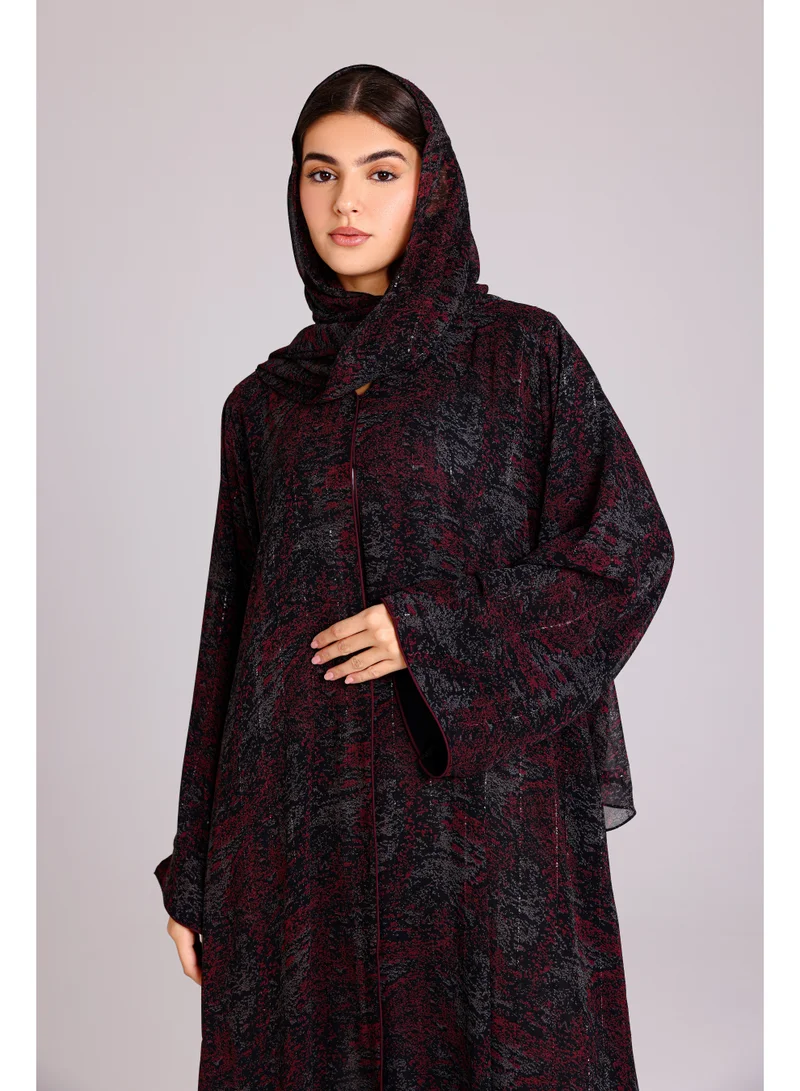 اكسا عباية نقوش مميزة قصة واسعة رمادي